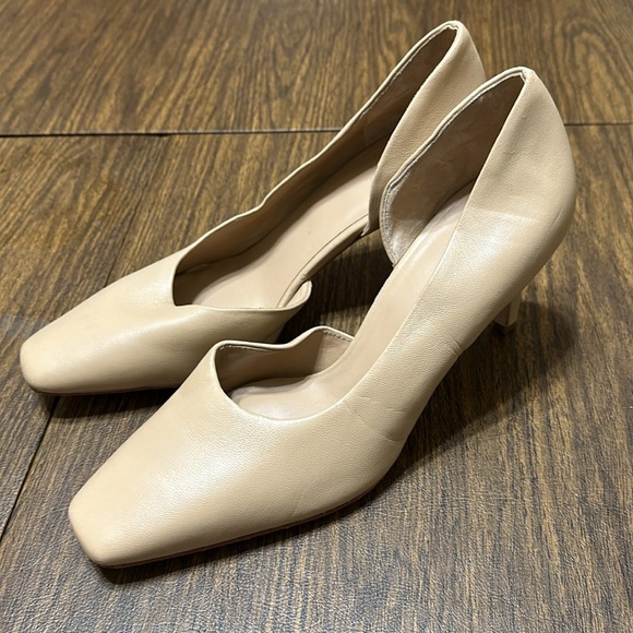 VINCE Soft Leather D'Orsay Square Toe Pump Tan Heels, Women's size 9.5 - Picture 4 of 11